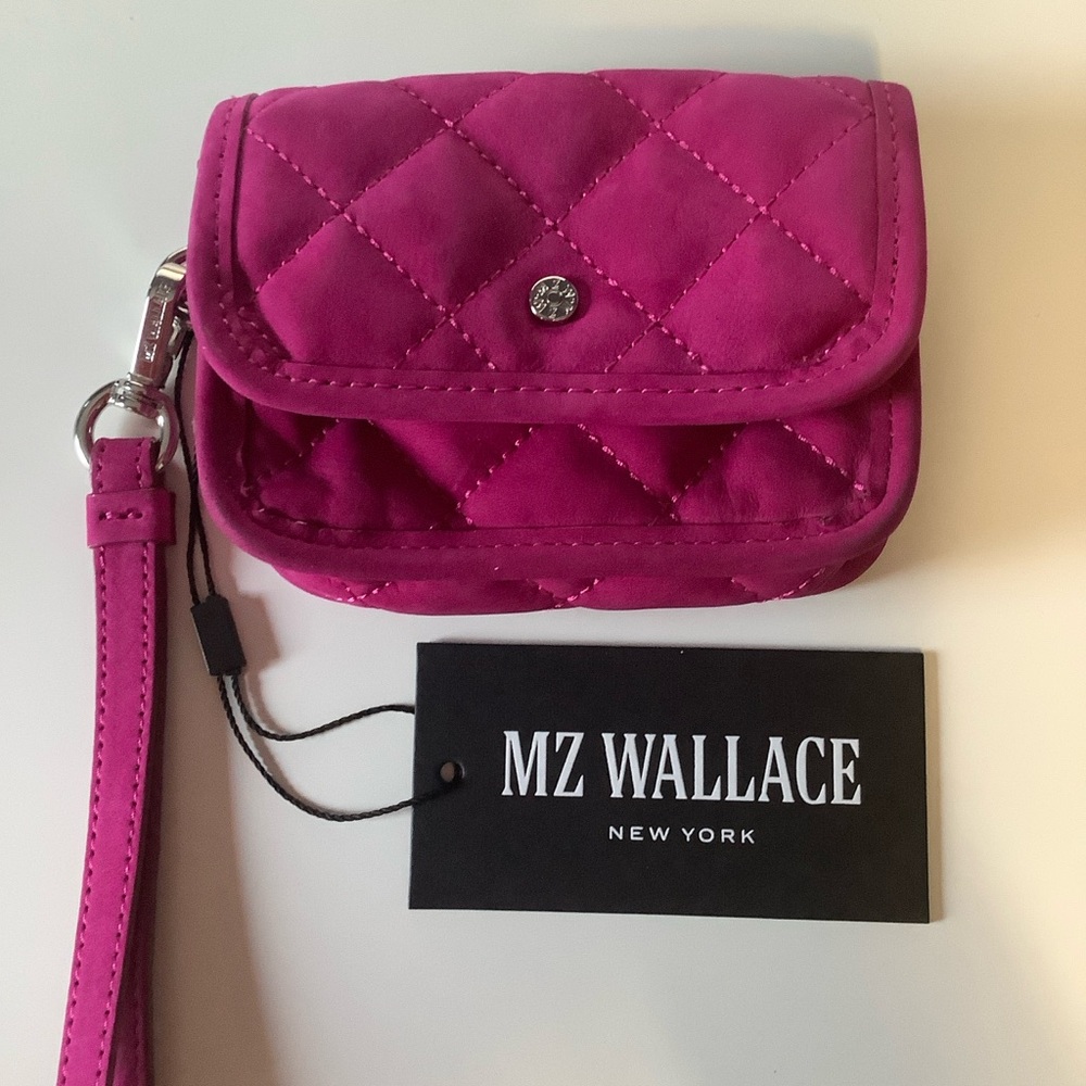 MZ Wallace Fuchsia Quilted Wristlet almost new. Please read description